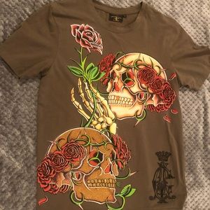 Christian Audigier embellished skull & rose tee. Like new. True to size.